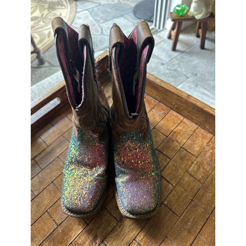 Smoky Mountain Boots Kids Brown Iridescent Glitter Western Boots 3077 C Size 2 R